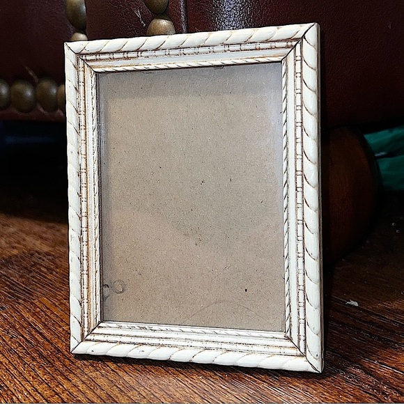 Other - Antique Small Wooden Ornate Cottagecore Picture Frame Cream Tan 3x4